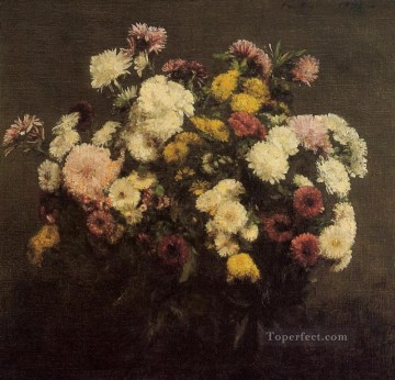 matteo the featherbed fan Painting - Large Bouquet of Crysanthemums2 Henri Fantin Latour
